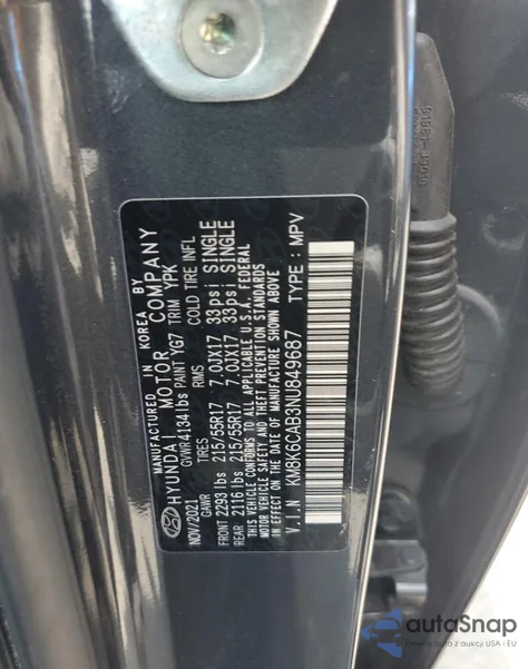 2022 Hyundai Kona Sel из США, поврежденный, VIN KM8K6CAB3NU849687